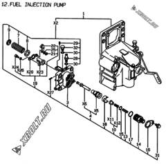  Двигатель Yanmar 2V78-CA, узел -  Топливный насос высокого давления (ТНВД) 