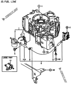  Двигатель Yanmar 2V78-CA, узел -  Топливопровод 