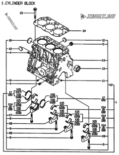  Двигатель Yanmar 3TNE88-BME, узел -  Блок цилиндров 