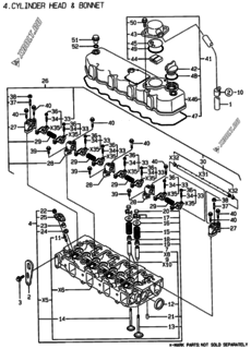  Двигатель Yanmar 4TNE84-BME, узел -  Головка блока цилиндров (ГБЦ) 