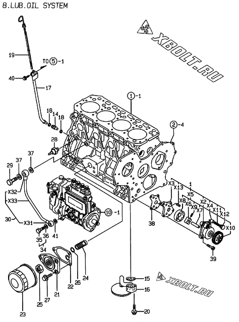  Система смазки двигателя Yanmar 4TNE84-BME