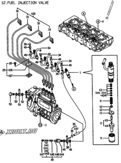  Двигатель Yanmar 4TNE84-BME, узел -  Форсунка 