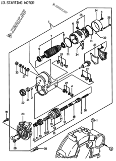  Двигатель Yanmar 4TNE84-BME, узел -  Стартер 