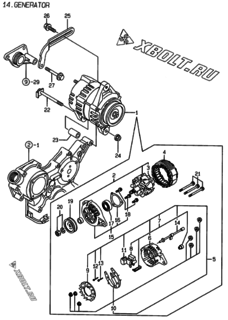  Двигатель Yanmar 4TNE84-BME, узел -  Генератор 