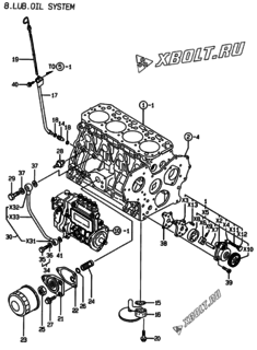  Двигатель Yanmar 4TNE88-BME, узел -  Система смазки 