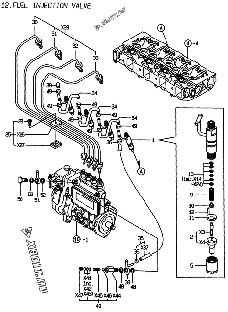  Форсунка двигателя Yanmar 4TNE88-BME