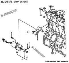  Двигатель Yanmar 4TNE98-AMM, узел -  Устройство остановки двигателя 