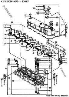  Двигатель Yanmar 4TNE88-EBE1, узел -  Головка блока цилиндров (ГБЦ) 