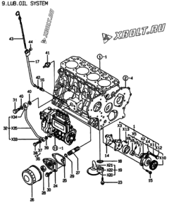  Двигатель Yanmar 4TNE88-EBE2, узел -  Система смазки 