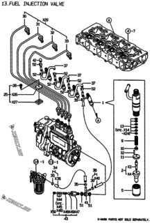  Двигатель Yanmar 4TNE88-EBE1, узел -  Форсунка 
