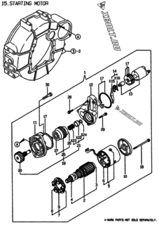  Двигатель Yanmar 4TNE88-EBE1, узел -  Стартер 