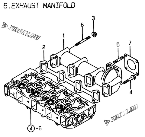  Выпускной коллектор двигателя Yanmar 4TNE88-ESF