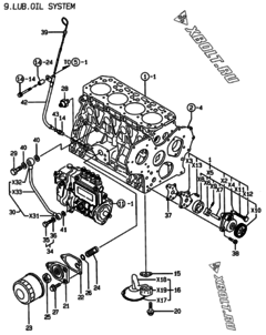 Двигатель Yanmar 4TNE88-ESF, узел -  Система смазки 