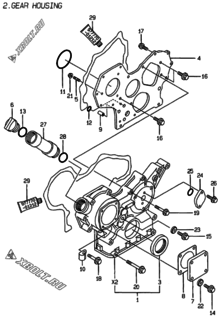  Двигатель Yanmar 3TNE88-ENSR, узел -  Корпус редуктора 