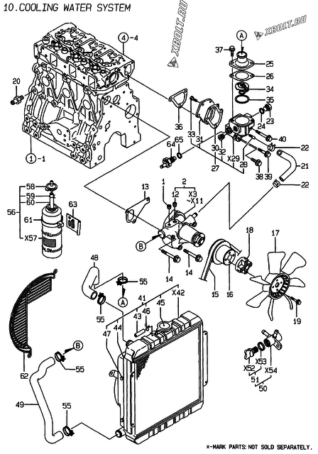  Система водяного охлаждения двигателя Yanmar 3TNE88-ENSR