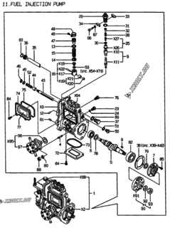  Двигатель Yanmar 3TNE88-ENSR, узел -  Топливный насос высокого давления (ТНВД) 