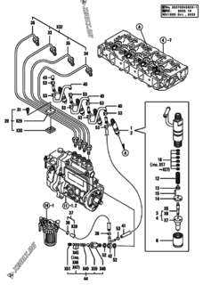  Двигатель Yanmar 4TNE88-ENSR, узел -  Форсунка 