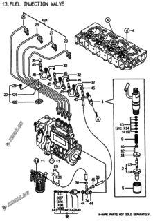  Двигатель Yanmar 4TNE88-EPD, узел -  Форсунка 