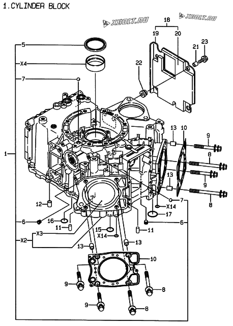  Блок цилиндров двигателя Yanmar 2V78C-DXCA