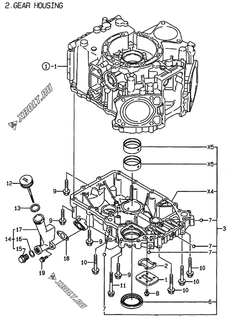  Корпус редуктора двигателя Yanmar 2V78C-DXCA
