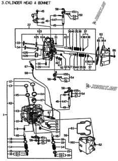  Двигатель Yanmar 2V78C-DXCA, узел -  Головка блока цилиндров (ГБЦ) 