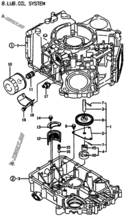  Двигатель Yanmar 2V78C-DXCA, узел -  Система смазки 