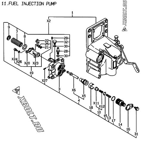  Топливный насос высокого давления (ТНВД) двигателя Yanmar 2V78C-DXCA