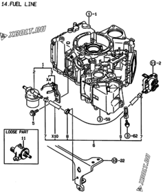  Двигатель Yanmar 2V78C-DXCA, узел -  Топливопровод 
