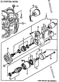  Двигатель Yanmar 2V78C-DXCA, узел -  Стартер 