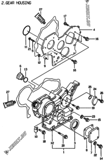  Двигатель Yanmar 3TNE88-EAMM, узел -  Корпус редуктора 