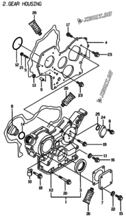  Двигатель Yanmar 3TNE78A-EMG, узел -  Корпус редуктора 