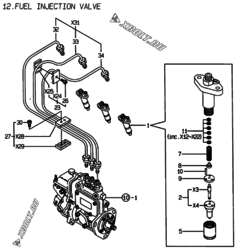  Двигатель Yanmar 3TNE78A-EMG, узел -  Форсунка 