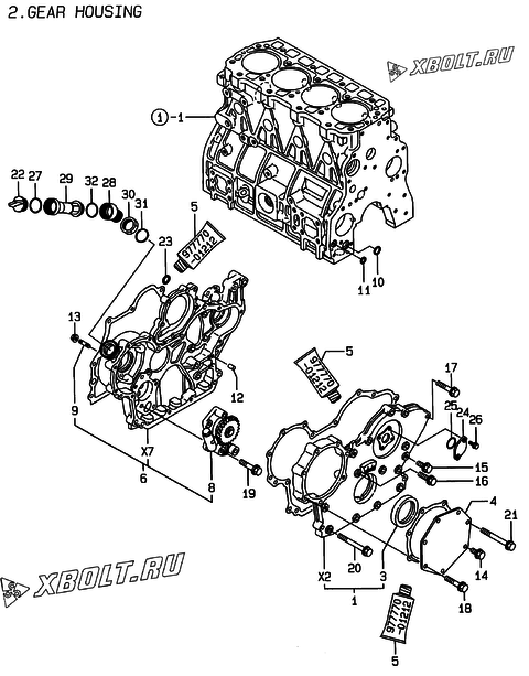 Корпус редуктора двигателя Yanmar 4TNE94-DBWK