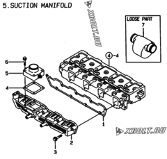  Двигатель Yanmar 4TNE94-DBWK, узел -  Впускной коллектор 