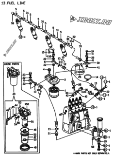  Двигатель Yanmar 4TNE94-DBWK, узел -  Топливопровод 