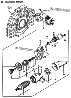  Двигатель Yanmar 4TNE94-DBWK, узел -  Стартер 