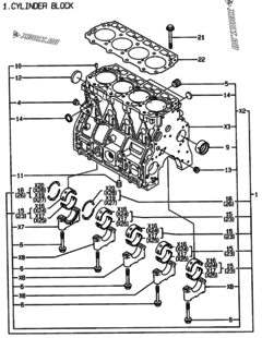  Двигатель Yanmar 4TNE94-WI, узел -  Блок цилиндров 