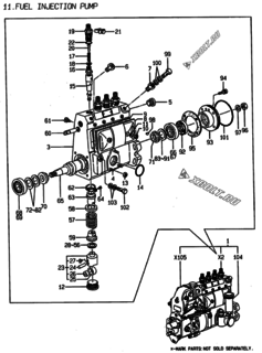  Двигатель Yanmar 4TNE94-WI, узел -  Топливный насос высокого давления (ТНВД) 