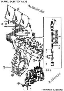  Двигатель Yanmar 4TNE94-WI, узел -  Форсунка 