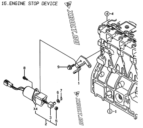  Устройство остановки двигателя двигателя Yanmar 4TNE94-WI