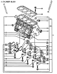  Двигатель Yanmar 4TNE84-EKRV, узел -  Блок цилиндров 
