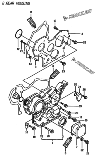  Двигатель Yanmar 4TNE84-EKRV, узел -  Корпус редуктора 