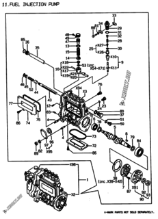  Двигатель Yanmar 4TNE84-EKRV, узел -  Топливный насос высокого давления (ТНВД) 