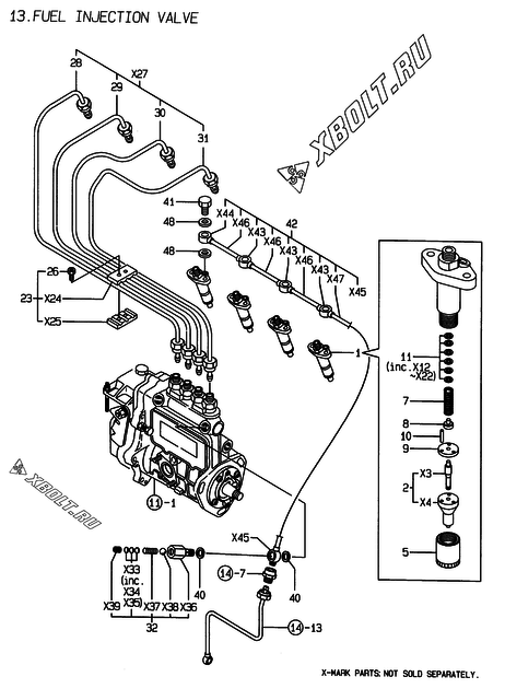  Форсунка двигателя Yanmar 4TNE84-EKRV