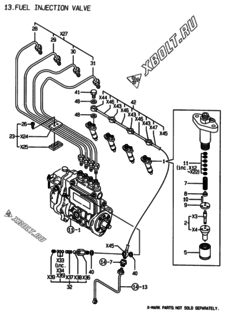  Двигатель Yanmar 4TNE84-EKRV, узел -  Форсунка 