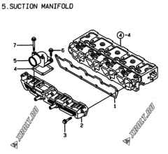  Двигатель Yanmar 4TNE94-PD, узел -  Впускной коллектор 