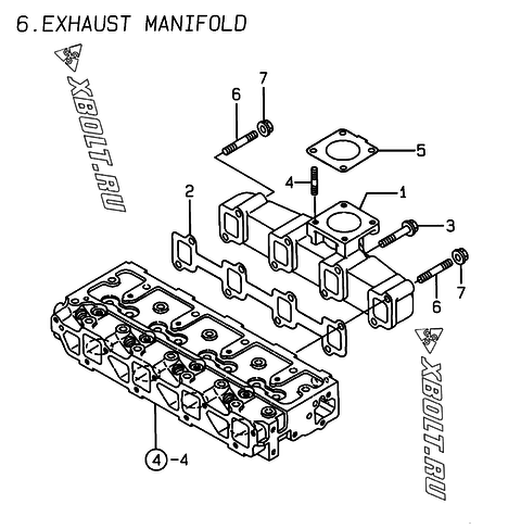  Выпускной коллектор двигателя Yanmar 4TNE94-PD