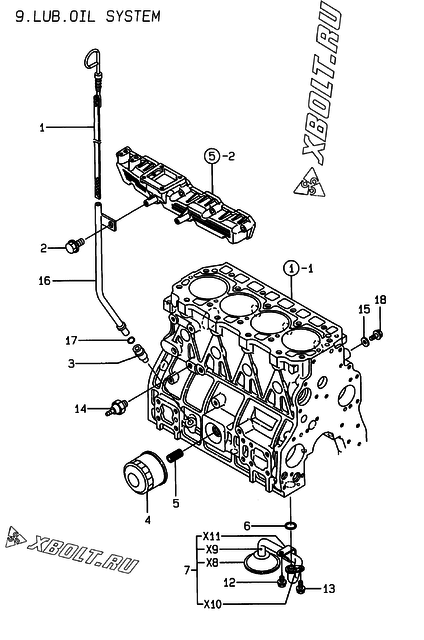  Система смазки двигателя Yanmar 4TNE94-PD
