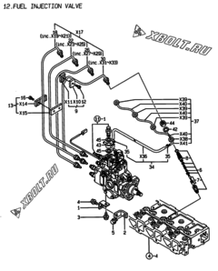  Двигатель Yanmar 4TNE94-PD, узел -  Форсунка 