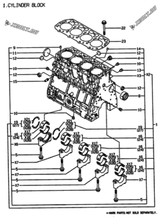  Двигатель Yanmar 4TNE106T-NS, узел -  Блок цилиндров 